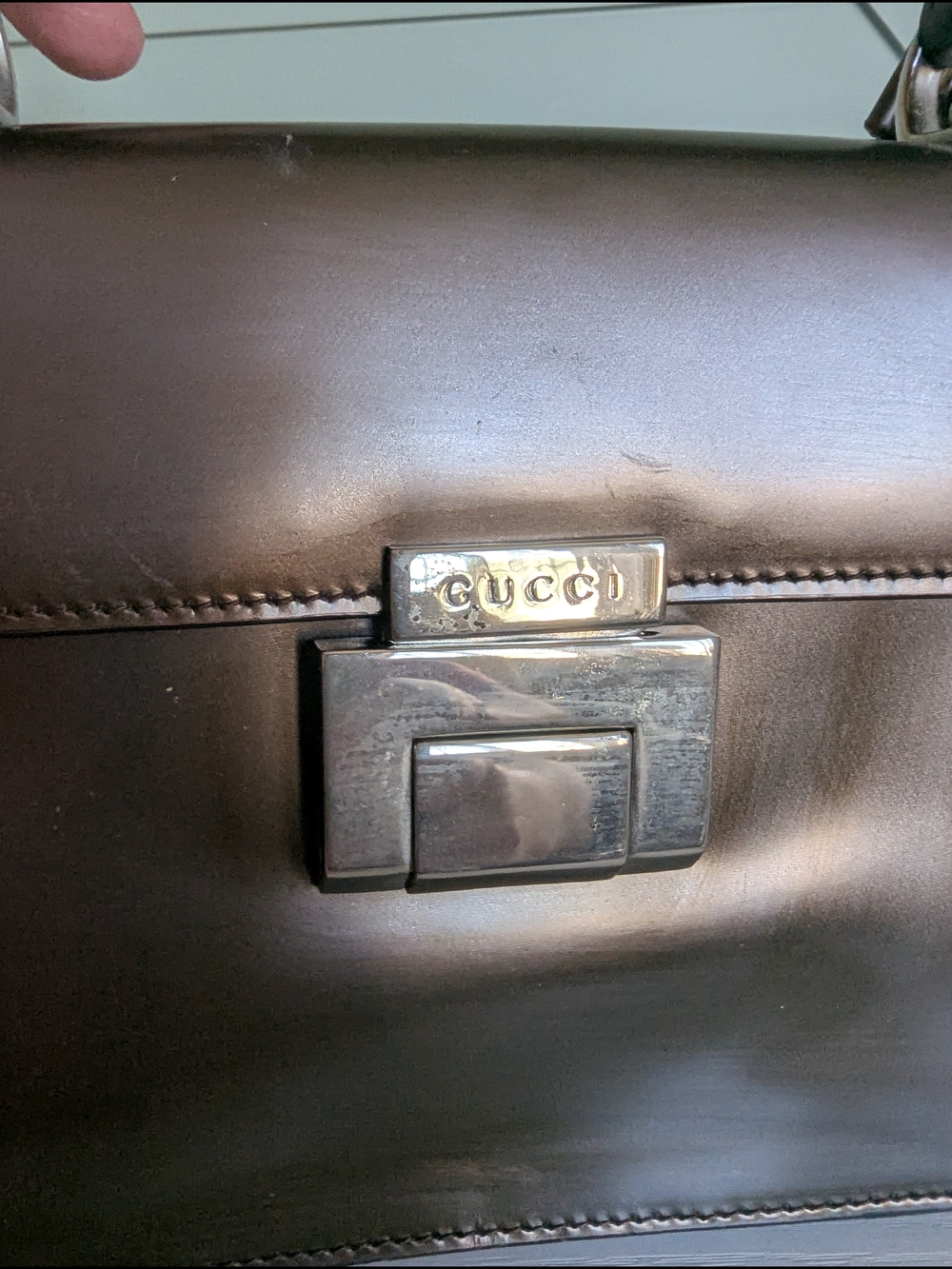 Gucci Metallic Brown Leather Top-Handle Bag - Picture 2 of 12